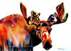 "Moose In Orange" Watercolor, Image size:10x14, Framed size: 16x20, $512